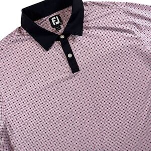 FootJoy FJ Golf Polo Shirt Mens XL Pink Black Dots Performance Stretch Wicking